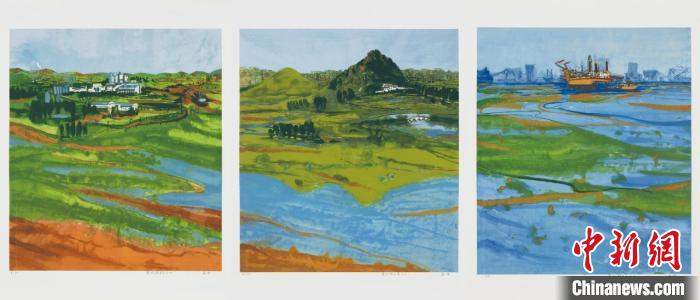 康蕾 黃河新時代系列一、二、三版畫。中國國家畫院供圖